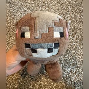 Mojang Jinx Minecraft Brown Gray Cow Fleece Plush Stuffed Animal Toy 6”